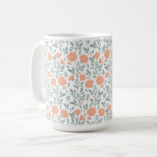 Mug Motif rustique avec fleurs roses (Devant gauche)