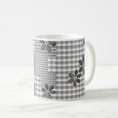 Mug Motif rustique en patchwork noir et blanc rétro (Devant droit)