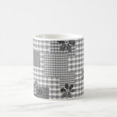Mug Motif rustique en patchwork noir et blanc rétro (Centre)