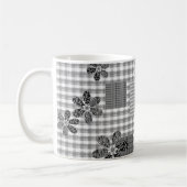 Mug Motif rustique en patchwork noir et blanc rétro (Gauche)
