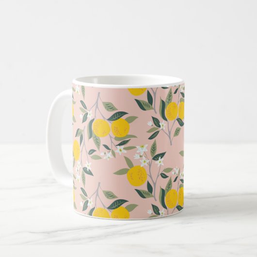 Mug Motif sans couture avec branches d'oranges en fleu (Devant gauche)
