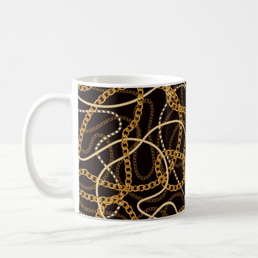 Mug Motif sans couture avec chaînes dorées.  (Gauche)