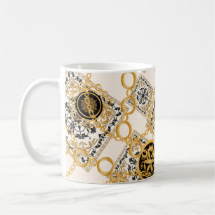 Mug Motif sans couture avec chaînes or pierres précieu