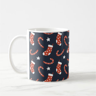 Mug Motif sans couture avec chaussettes de noël, sucre