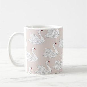 Mug Motif sans couture avec cygnes blancs. Orne d'oise
