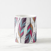 Mug Motif sans couture avec de grandes plumes colorées (Centre)
