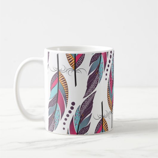 Mug Motif sans couture avec de grandes plumes colorées (Gauche)