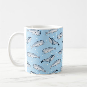 Mug Motif sans couture avec de jolies baleines et étoi