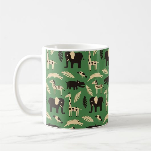 Mug Motif sans couture avec des animaux africains drôl (Gauche)