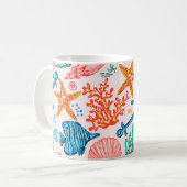 Mug Motif sans couture avec des créatures marines (Devant gauche)