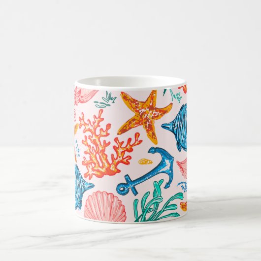 Mug Motif sans couture avec des créatures marines (Centre)