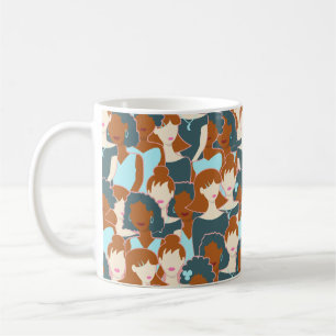 Mug Motif sans couture avec des filles noires et des f