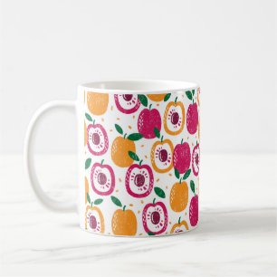 Mug Motif sans couture avec des fruits. Timbre texturé