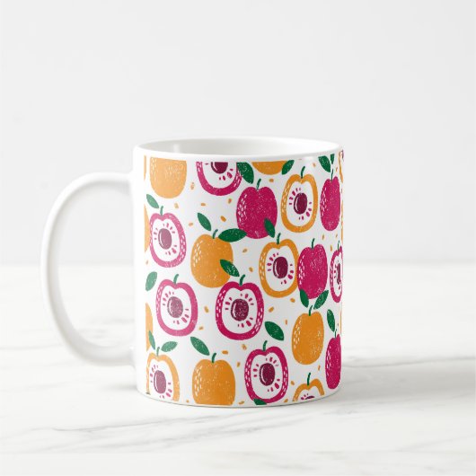 Mug Motif sans couture avec des fruits. Timbre texturé (Gauche)