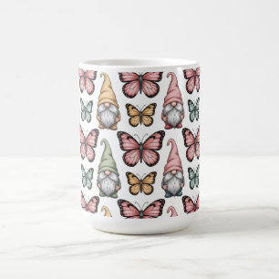 Mug Motif sans couture avec des gnomes et des papillon