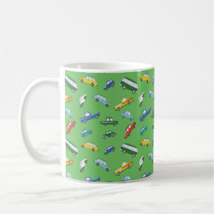 Mug Motif sans couture avec des voitures à main retro