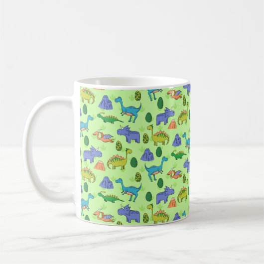 Mug Motif sans couture avec différents dinosaures mign (Gauche)
