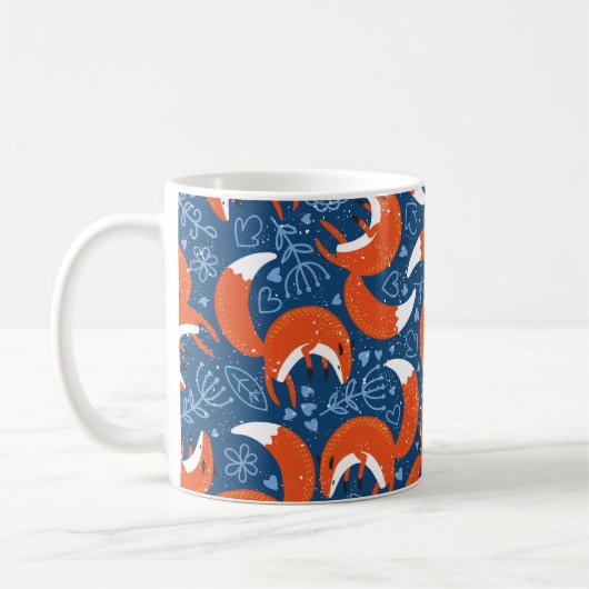 Mug Motif sans couture avec différents mignons renards (Gauche)