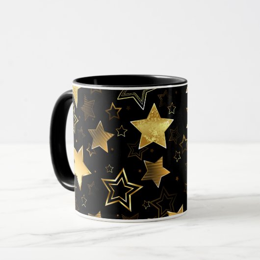 Mug Motif sans couture avec étoiles d'or (Devant gauche)