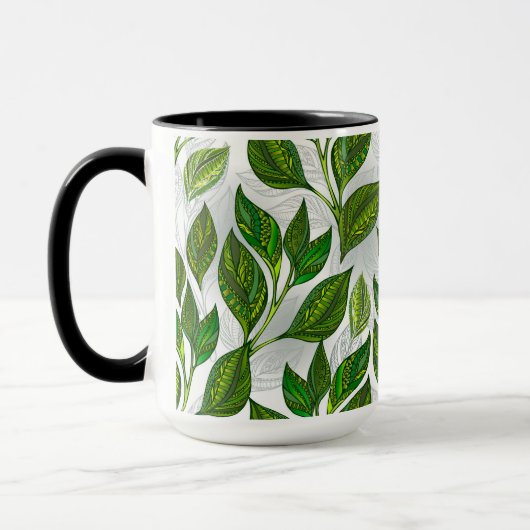 Mug Motif sans couture avec Feuilles de thé vert (Gauche)