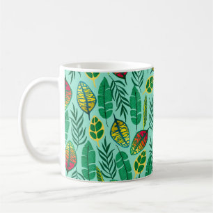 Mug Motif sans couture avec feuilles tropicaux. L'art