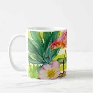 Mug  motif sans couture avec flamant rose et tr exotiq