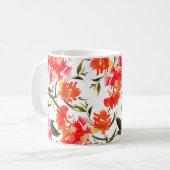Mug Motif sans couture avec fleurs d'aquarelle. Main-d (Devant gauche)