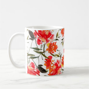 Mug Motif sans couture avec fleurs d'aquarelle. Main-d