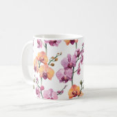 Mug Motif sans couture avec fleurs d'orchidées aquarel (Devant gauche)