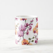 Mug Motif sans couture avec fleurs d'orchidées aquarel (Centre)