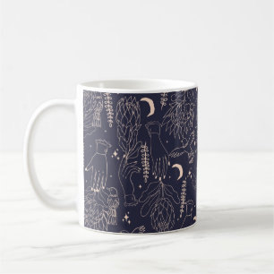 Mug Motif sans couture avec les contours des mains, fl