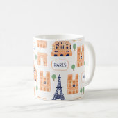 Mug Motif sans couture avec les monuments parisiens (Devant droit)