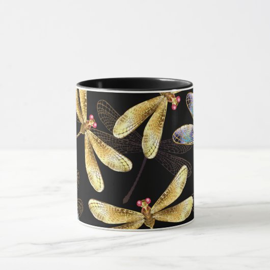 Mug Motif sans couture avec libellules d'or (Centre)