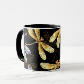Mug Motif sans couture avec libellules d'or (Devant gauche)