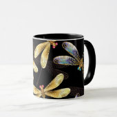 Mug Motif sans couture avec libellules d'or (Devant droit)