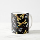 Mug Motif sans couture avec libellules dorées (Devant droit)