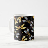 Mug Motif sans couture avec libellules dorées (Devant gauche)
