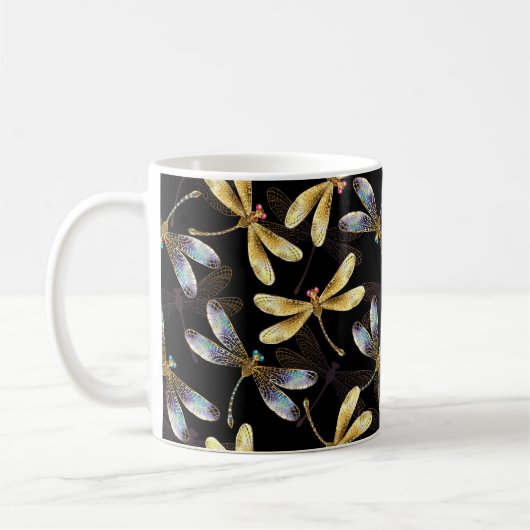 Mug Motif sans couture avec libellules dorées (Gauche)