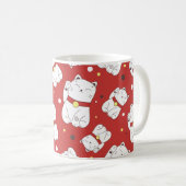 Mug Motif sans couture avec Maneki-Neko chat dessiné à (Devant droit)