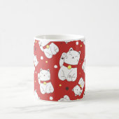 Mug Motif sans couture avec Maneki-Neko chat dessiné à (Centre)