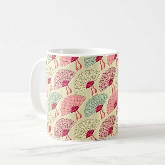 Mug Motif sans couture avec ventilateurs.  (Devant gauche)