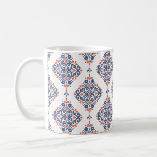Mug Motif sans couture bleu et orange. Vinta (Gauche)