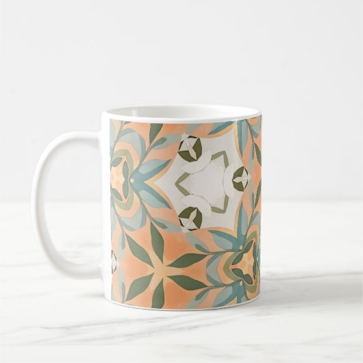 Mug Motif sans couture botanique bleu pêche (Gauche)