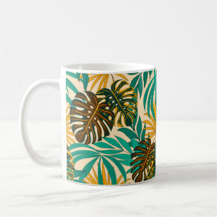 Mug Motif sans couture colorée avec plantes tropicaux