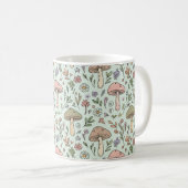 Mug Motif sans couture de champignons botaniques vert (Devant droit)