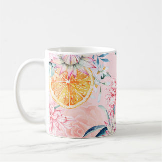 Mug Motif sans couture de chrysanthemum, orange et Blo