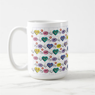 Mug Motif sans couture de cœur expressif rétro Y2K gro
