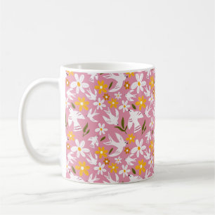 Mug Motif sans couture de fleurs et d'oiseaux mignon