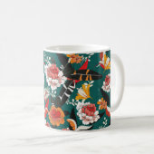 Mug Motif sans couture de fleurs orange et blanche, il (Devant droit)