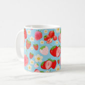 Mug Motif sans couture de fraise à l'aquarelle mignon (Devant gauche)